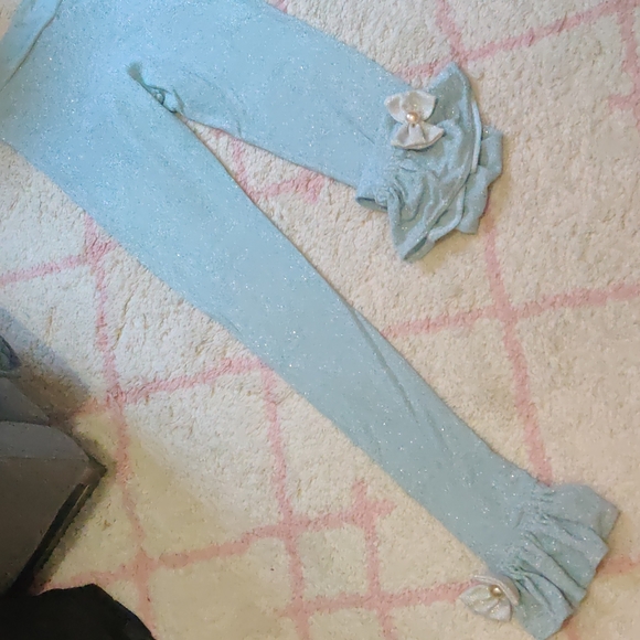 Blue sparkly bow leggings Imyourpresent - Picture 3 of 3